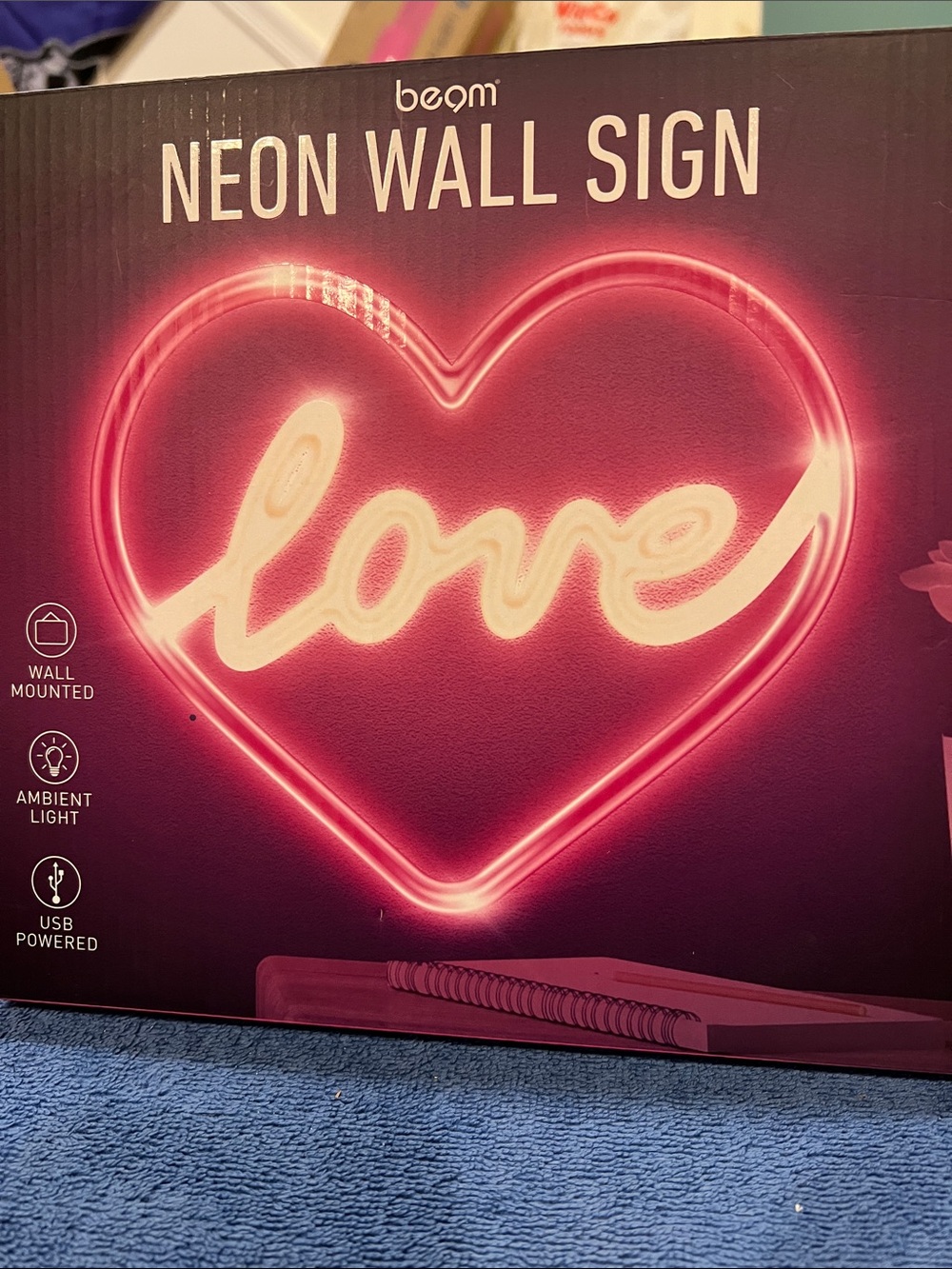 Pink 'Love' Heart Neon Wall Sign